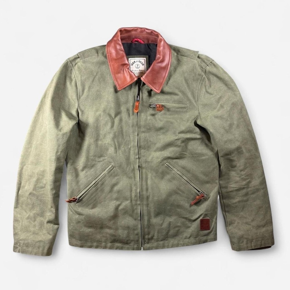 Iron and Resin Waxed Canvas Hawk Jacket Leather Collar Waterproof Size S